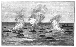 Disegno dell’epoca raffigurante "palloni di lava”