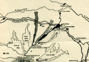 Una cartina dell’area dell’eruzione del 1923 redatta dal Prof. Gaetano Ponte