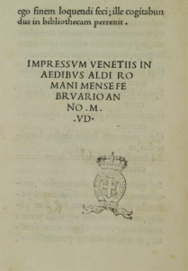 Colophon del De Ætna digitalizzato da Early European Books (anno «MVD», ovvero 1495