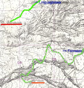 I due tronconi della strada Mareneve e Monte Baracca ( Da Cartina I.G.M. del 1969) 2