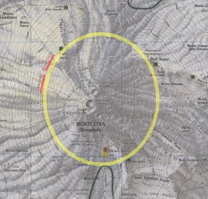 L’area approssimativamente occupata dal Cratere Ellittico (su carta TCI 1:50.000)